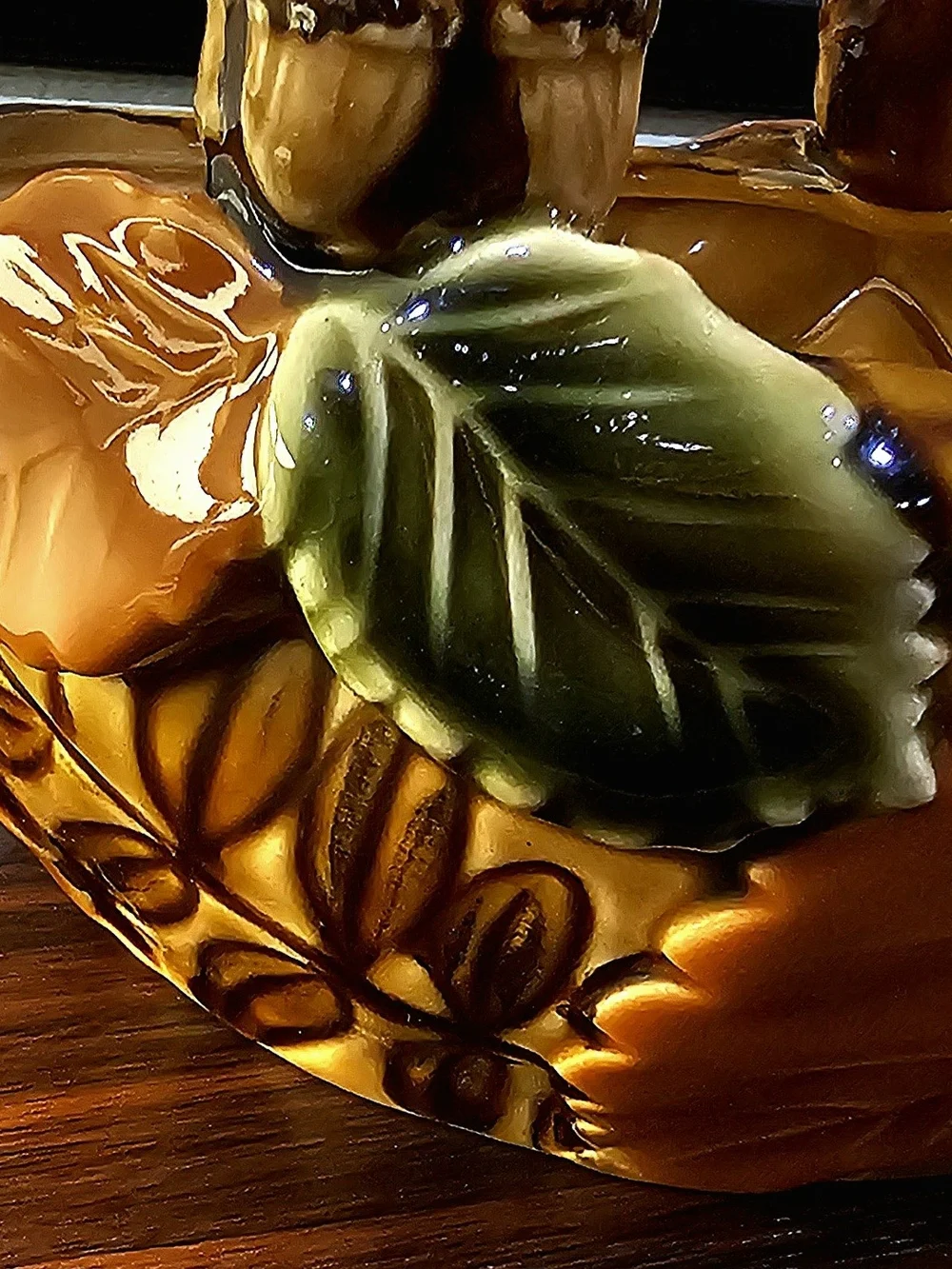 Vintage Autumn Ceramic Basket Table Decor - Orange, Green & Cream